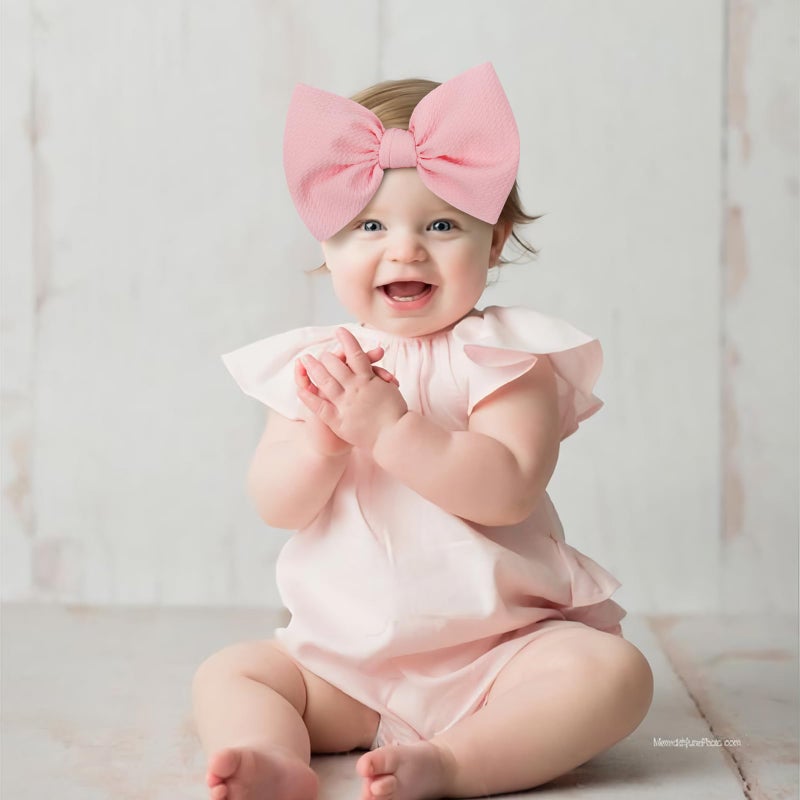 ONENINEDREAM 6'' Large Valentines Bow Baby Headbands Handmade Hairbands with Bows High Stretchy Soft Nylon Headbands Baby Hair Accessories for Infant Baby Girls Red Light Pink Heart - Image 2